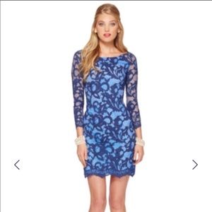 Lilly Pulitzer Dress Navy Blue lace overlay size 6